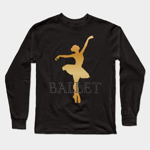 Ballet Art T Shirt Kids Girls Ballerina Long Sleeve T-Shirt by MaryMas